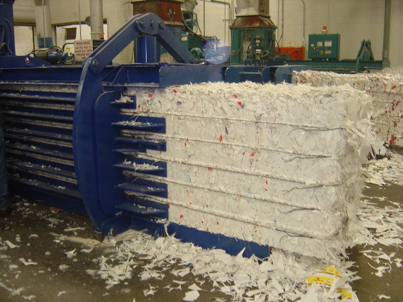 A large machine that is filled with paper.